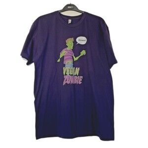 Vegan Zombie Essential Unisex T-Shirt Short Sleeve 2XL‎ Blue American Apparel